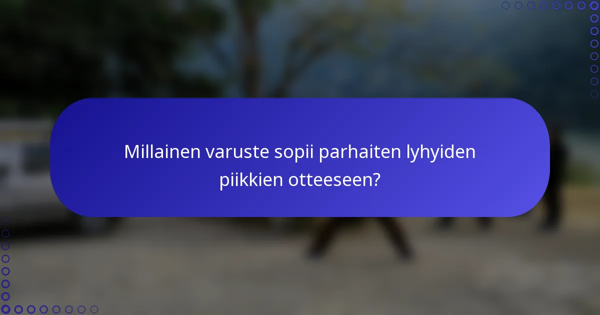 Millainen varuste sopii parhaiten lyhyiden piikkien otteeseen?