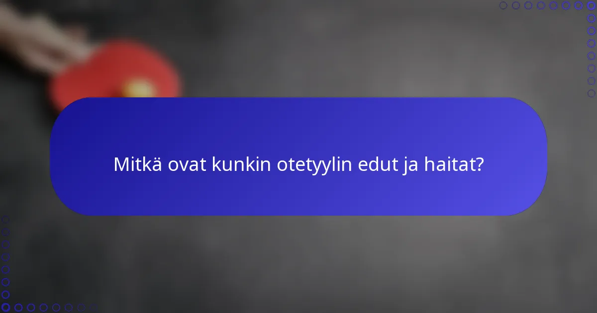 Mitkä ovat kunkin otetyylin edut ja haitat?