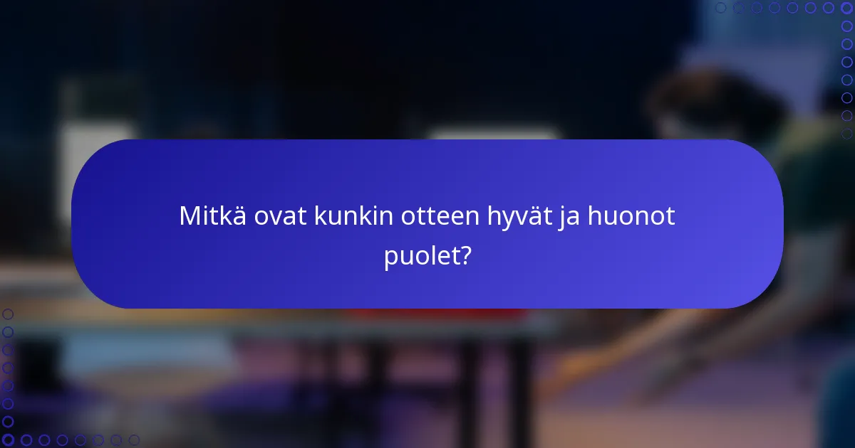 Mitkä ovat kunkin otteen hyvät ja huonot puolet?